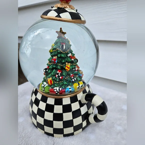 Mackenzie Childs Courtly Teapot Snow Globe Christmas Tree - Picture 3 of 9
